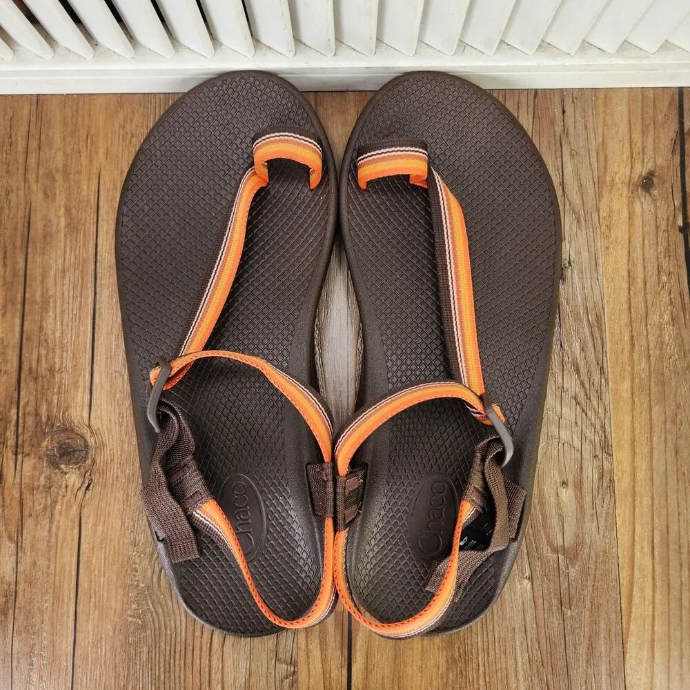 Chaco Bodhi Belt Java Sandals Men's 12 Orange Brown Toe Loop Strappy Beach Shoes